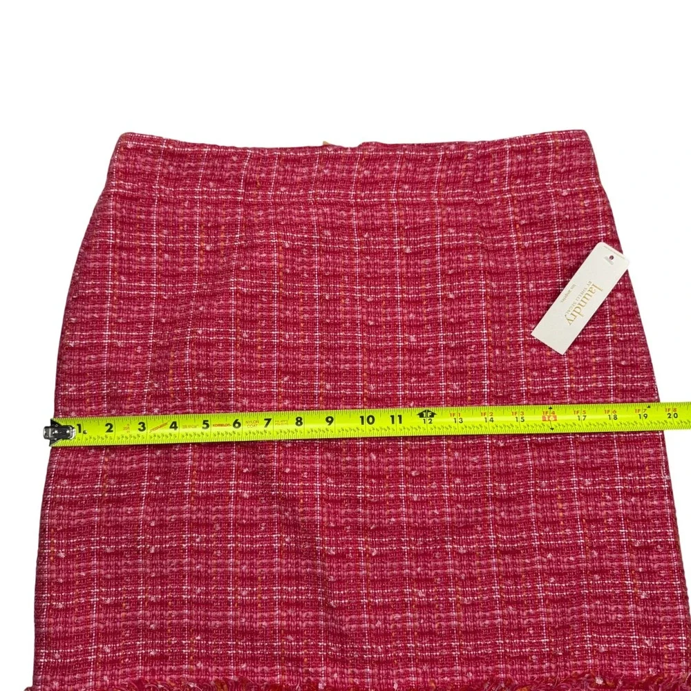 Laundry by‎ Shelli Segal Mini Skirt Womens 10 Pink Tweed Frayed Fringe Lined NWT